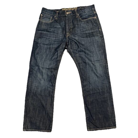 American Eagle Jeans Mens 33x30 Blue Original Straight Straight Leg Med/DarkWash - Picture 1 of 7